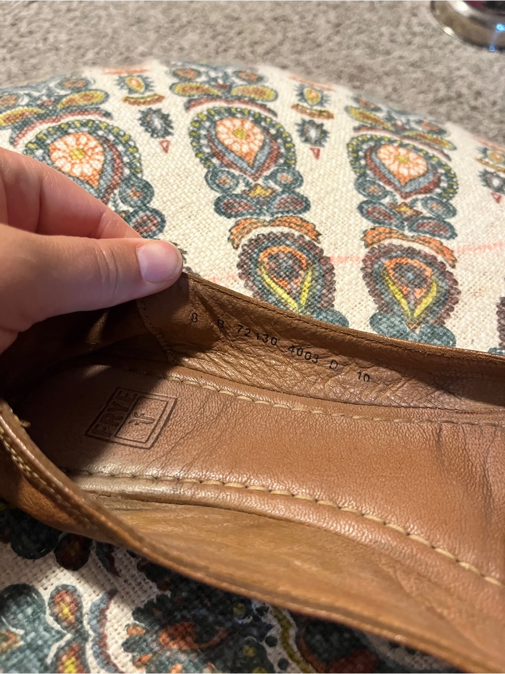 FRYE Women's Cognac Brown Leather Ballet Flats Size 8 Carson - Picture 7 of 8